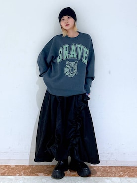 「PAGEBOY（ページボーイ）のニットビーニー（ニットキャップ/ビーニー）」を使った、macさん（レディース・161cm）の冬コーディネート