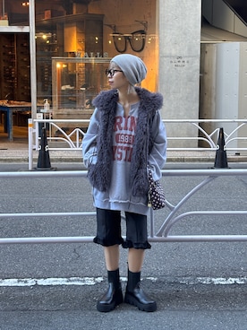 「アイテム（ベスト）」を使った、こざるさん（レディース・158cm・20代）の秋コーディネート