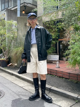 「アイテム（ブルゾン）」を使った、こざるさん（レディース・158cm）の夏コーディネート