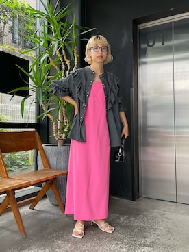 「ダンガリーシャツ」｜「アイテム（ワンピース/ドレス）」を使った、こざるさん（レディース・158cm）の夏コーディネート