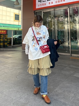 「GRAIN（グレイン）のアイテム」を使った、こざるさん（レディース・158cm）の春コーディネート