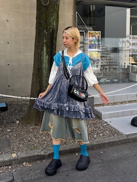 「アイテム（チュニック）」を使った、こざるさん（レディース・158cm）の秋コーディネート
