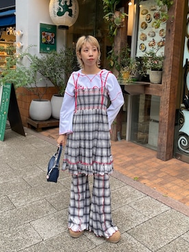 「アイテム（トートバッグ）」を使った、こざるさん（レディース・158cm・20代）の秋コーディネート