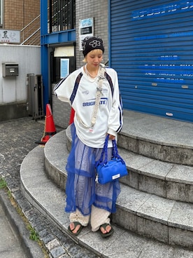 「GRAIN（グレイン）のアイテム」を使った、こざるさん（レディース・158cm）の夏コーディネート