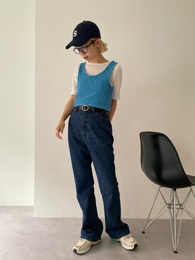 「フレアデニム」｜こざるさん（レディース・158cm）の春コーディネート