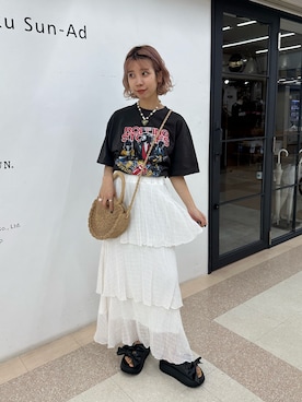 「CIAOPANIC（チャオパニック）のアイテム」を使った、こざるさん（レディース・158cm）の春コーディネート