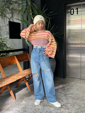 「PENNEYS（ぺニーズ）のアイテム（帽子）」を使った、こざるさん（レディース・158cm）の秋コーディネート