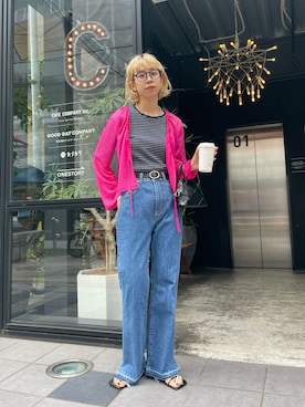 「フレアデニム」｜こざるさん（レディース・158cm）の夏コーディネート