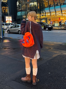 「HELLO.SANFRANCISCO（ハローサンフランシスコ）のアイテム（バッグ）」を使った、こざるさん（レディース・158cm）の秋コーディネート