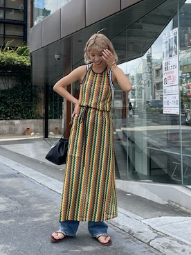 「マキシワンピ」｜こざるさん（レディース・158cm・20代）の夏コーディネート