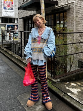 「アイテム（ベスト）」を使った、こざるさん（レディース・158cm・20代）の秋コーディネート