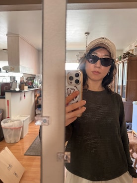 「BLUE ELEPHANT（ブルーエレファント）のアイテム（サングラス、レッド系）」を使った、kuribo さん（レディース・155cm）の春コーディネート