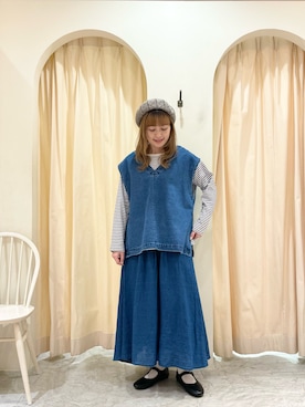 「サマンサモスモス」｜「アイテム（ハンチング/ベレー帽）」を使った、ｒｉｅ_さん（レディース・157cm）の春コーディネート