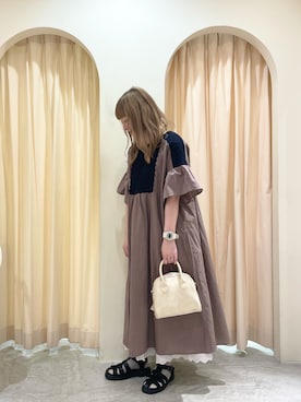 「Samansa Mos2（サマンサ モスモス）のモチーフレースワンピース（ワンピース）」を使った、ｒｉｅ_さん（レディース・157cm）の春コーディネート