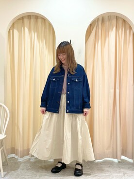 「ehka sopo（エヘカソポ）のアイテム（デニムジャケット）」を使った、ｒｉｅ_さん（レディース・157cm）の春コーディネート