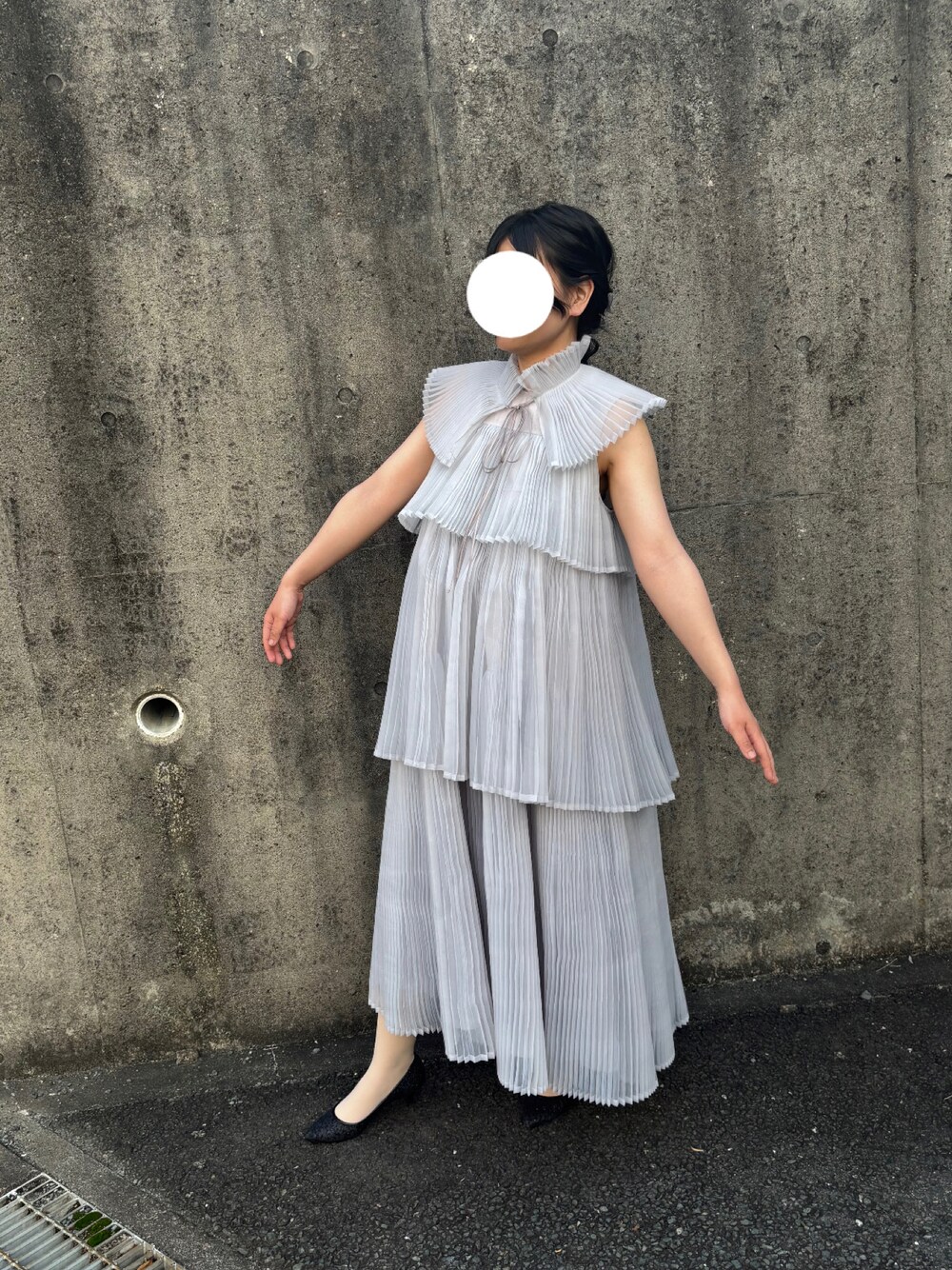 PERNA オーガンジープリーツワンピース 襟付き Mサイズ PERNA オーガンジープリーツワンピース 襟付き Mサイズ - メルカリ