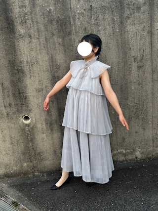 PERNA オーガンジープリーツワンピース 襟付き Mサイズ PERNA オーガンジープリーツワンピース 襟付き Mサイズ - メルカリ