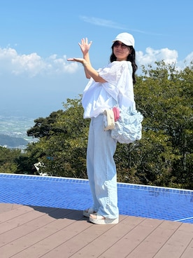 「アイテム（キャップ）」を使った、Momokaさん（レディース・164cm）の夏コーディネート