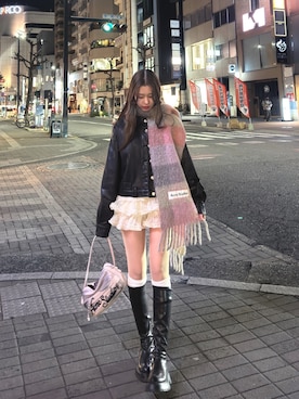 「ROUGHNECK（ラフネック）のアイテム」を使った、iroさん（レディース・164cm）の冬コーディネート