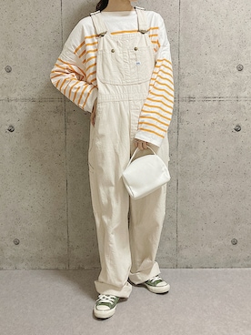 「#今日のコーデ」｜「アイテム（サロペット/オーバーオール）」を使った、tanさん（レディース・163cm）の秋コーディネート