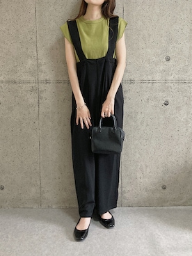 「select MOCA by son（セレクトモカバイソン）のアイテム（サロペット/オーバーオール）」を使った、tanさん（レディース・163cm）の夏コーディネート