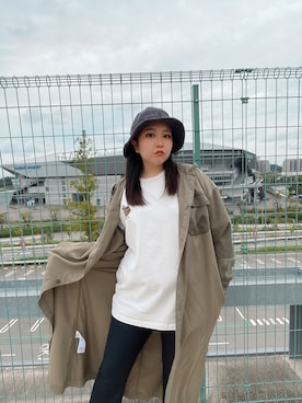 「AVIREX（アヴィレックス）のアイテム（シャツワンピース）」を使った、髙田樹音さん（レディース・148cm）の夏コーディネート