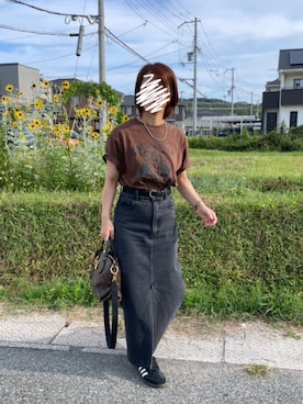 「アイテム（デニムスカート）」を使った、のんくる🌼さん（レディース・154cm）の秋コーディネート