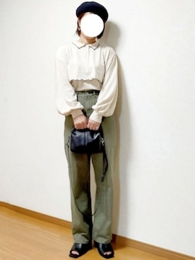 「スクエアトゥ」｜「アイテム（ハンチング/ベレー帽）」を使った、のんくる🌼さん（レディース・154cm）の夏コーディネート