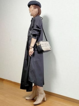 「prose verse（プロズヴェール）のアイテム（シャツワンピース）」を使った、のんくる🌼さん（レディース・154cm）の秋コーディネート
