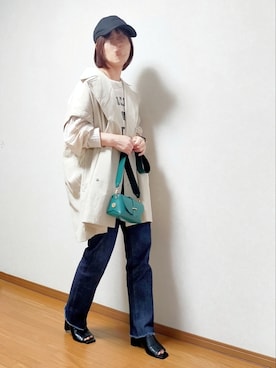 「FREE'S MART（フリーズマート）のアイテム（トレンチコート）」を使った、のんくる🌼さん（レディース・154cm）の春コーディネート