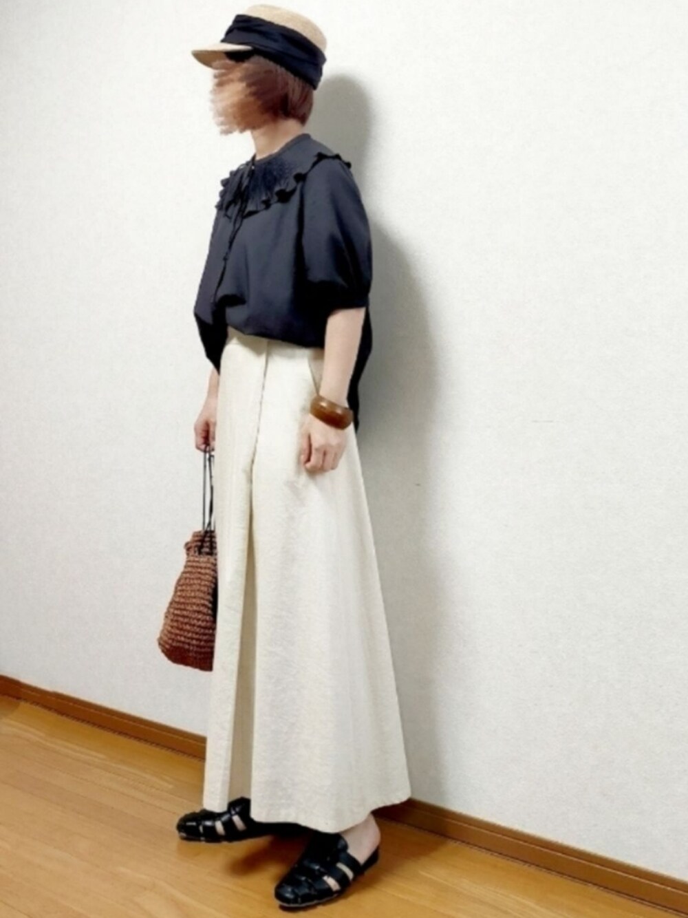 SLOBE IENA（スローブイエナ）の「リネン混ロング巻き風スカート