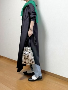 「prose verse（プロズヴェール）のアイテム（シャツワンピース）」を使った、のんくる🌼さん（レディース・154cm）の秋コーディネート
