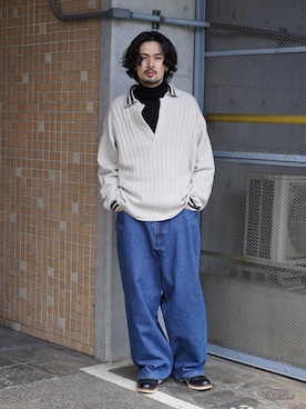 「アイテム（ポロシャツ）」を使った、Aphlotusさん（メンズ・175cm）の冬コーディネート