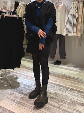 「リブニット」｜「アイテム（トレンチコート）」を使った、rinkaさん（レディース・153cm）の冬コーディネート
