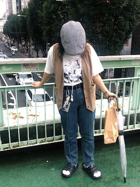 「WC（ダブル シー）のアイテム（シューズ）」を使った、ミさん（レディース・152cm）の夏コーディネート