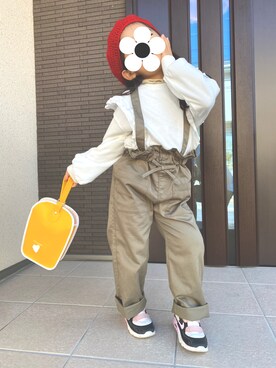 「BRANSHES（ブランシェス）のアイテム（オールインワン・サロペット）」を使った、☻*nikoさん（キッズ・110cm）の冬コーディネート