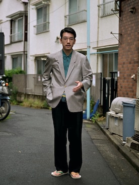 「アイテム（ポロシャツ）」を使った、こばやしさん（メンズ・180cm）の秋コーディネート