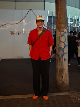 「アイテム（メガネ）」を使った、こばやしさん（メンズ・180cm）の夏コーディネート