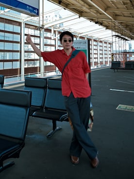 「BRUNABOINNE（ブルーナボイン）のアイテム」を使った、こばやしさん（メンズ・180cm）の夏コーディネート