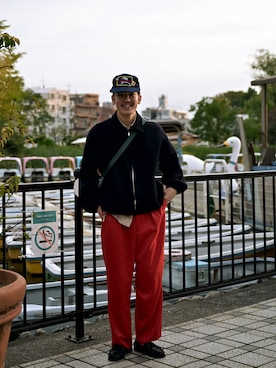 「アイテム（モカシン/デッキシューズ）」を使った、こばやしさん（メンズ・180cm）の冬コーディネート