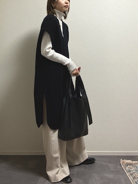 「CLANE（クラネ）のアイテム（ベスト）」を使った、 kyokoさん（レディース・163cm）の冬コーディネート