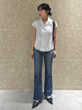 「MOUSSY（マウジー）のアイテム（シャツ/ブラウス）」を使った、rinoさん（レディース・158cm）の夏コーディネート