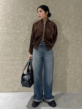 「アイテム（その他アウター、ブラウン系）」を使った、rinoさん（レディース・158cm）の秋コーディネート