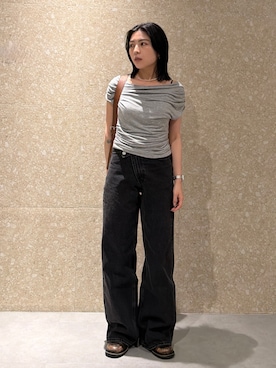 CROSS WAIST WIDE STRAIGHT/クロスウエストワイドストレートデニムを