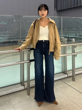 「MOUSSY（マウジー）の【25年AW新作】BELTED ミュール（パンプス）」を使った、rinoさん（レディース・158cm）の秋コーディネート