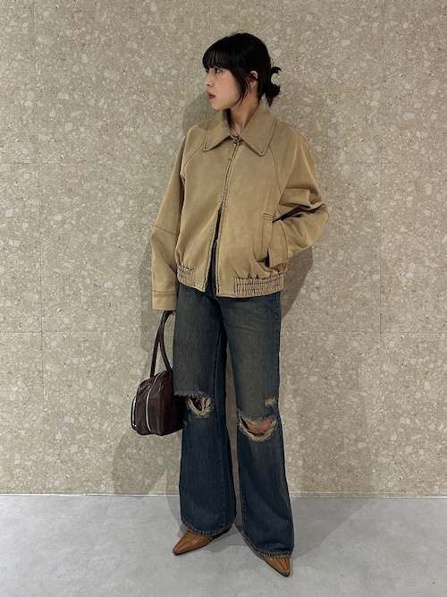 KNEE SLIT WIDE ストレート デニム MOUSSY | KNEE SLIT WIDE ストレート デニム (ワイド ) |SHEL