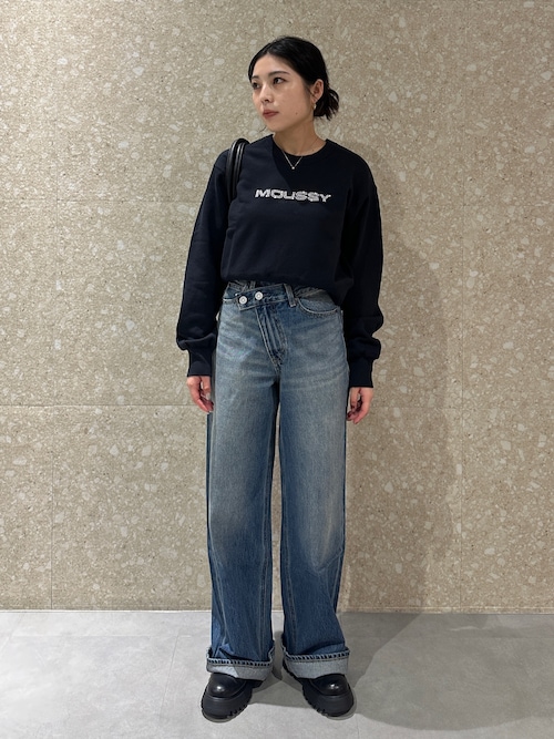 CROSS WAIST WIDE STRAIGHT/クロスウエストワイドストレートデニム