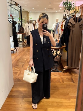 「GALENA（LOUNGEDRESS）（ガレナ）の【GALENA/ガレナ】メタルポイントヒールサンダル（サンダル、ブラック系）」を使った、runa🌛さん（レディース・152cm）の夏コーディネート
