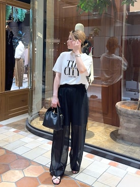 「LOUNGEDRESS（ラウンジドレス）の【GOOD ROCK SPEED】THE CITY T（Tシャツ/カットソー、ホワイト系）」を使った、runa🌛さん（レディース・152cm）の夏コーディネート