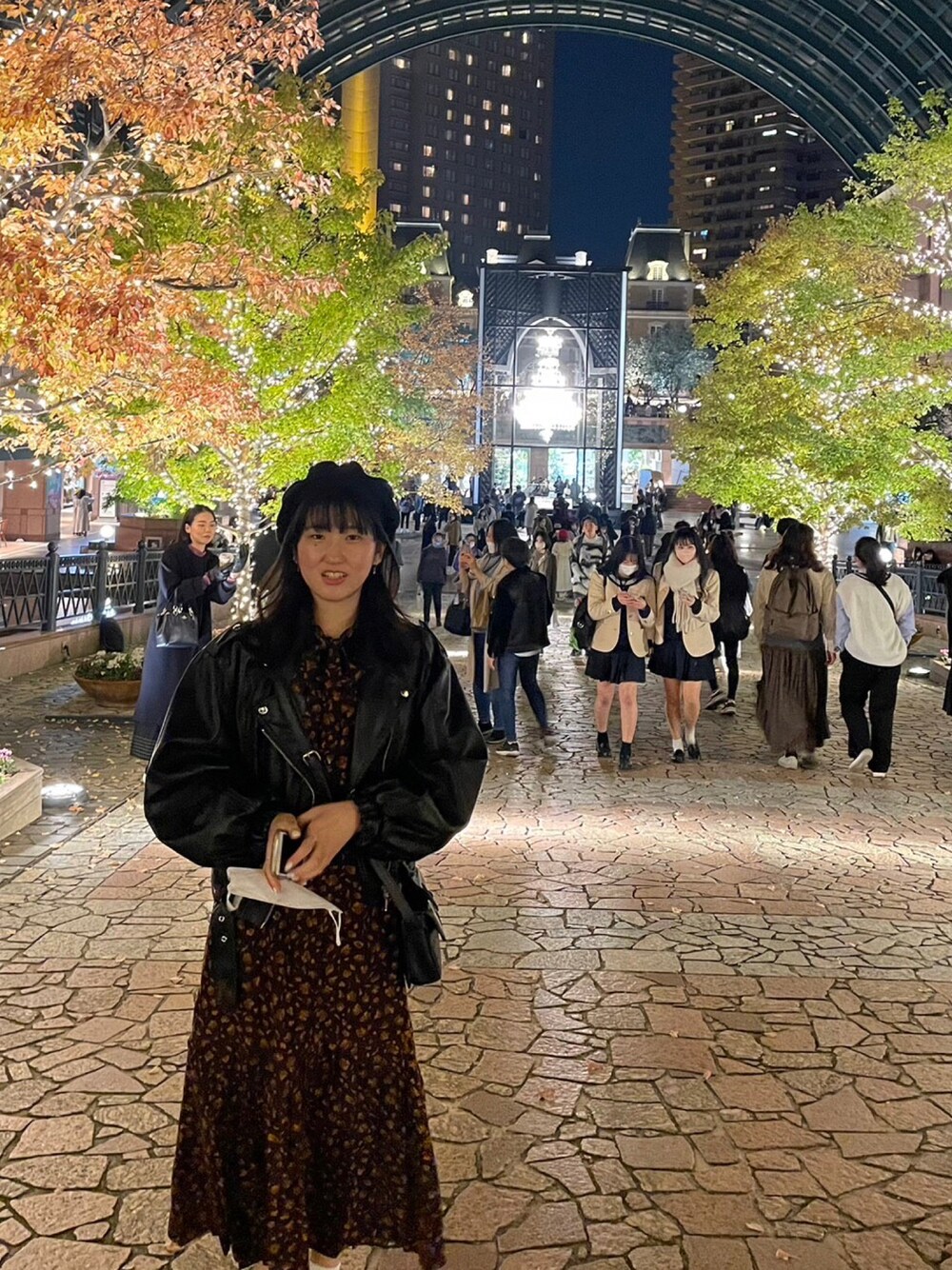 「SLY、moussy、jouetie、ライダース、ベレー帽、ワンピース、秋冬コーデ」｜「Steven Alanの＜HARROGATE＞EDGEWARE U-TIP/ユーチップシューズ（ドレスシューズ、ブラック系）」を使った、NAO☺︎さん（レディース・159cm）の冬コーディネートの1枚目の写真